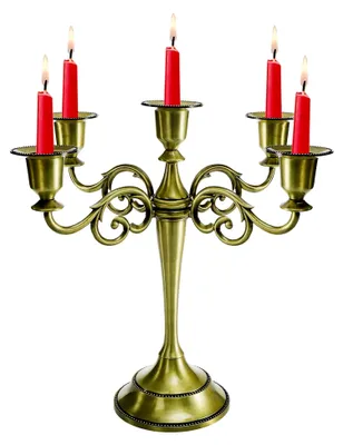 Produktbild von Kerzenhalter aus Messing, 5 Arme, 25,4 cm hoch, eleganter Tischaufsatz für Hochzeit, Kirche, Halloween, Esszimmer, Heimdekoration