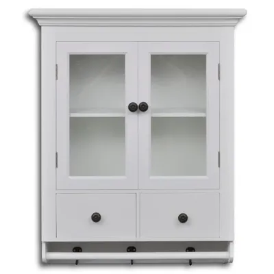 Image de vidaXL Armoire de cuisine suspendue avec porte vitrée en bois blanc