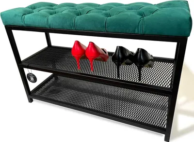 Produktbild von Schuhschrank Loft 80 cm mit Flaschengrüner Gepolsterter Sitzfläche