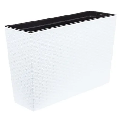 Zdjęcie produktu dla Sadzarka tarasowa rattanowa biała 18 x 56 x 36 cm Plastik