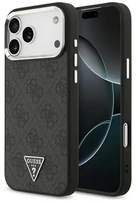 Obrázok produktu pre Puzdro Guess 4G Triangle Logo MagSafe pre iPhone 18 Pro Max / 17 Pro Max, čierno-strieborné