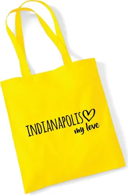 Produktbild von Huuraa Jutebeutel Indianapolis my love 10 Liter Yellow Baumwolle Tasche Geschenkidee