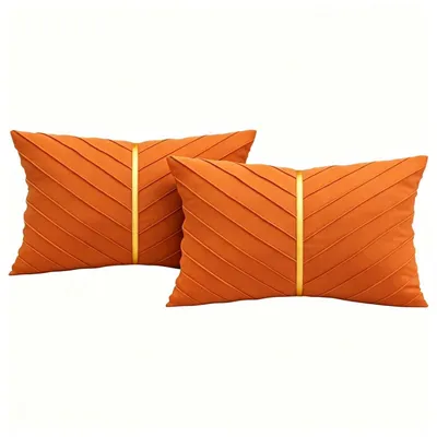 Productafbeelding van 2 fluwelen kussenhoezen, goud-oranje, 50 x 30 cm