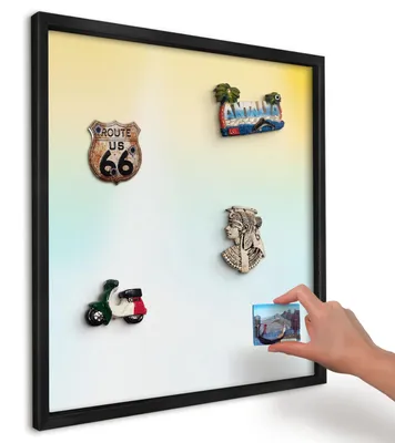 Produktbild von Magnettafel 50x50 cm mit schwarzem Rahmen - Magnetische Metalltafel, Magnetpinnwand zur Wandmontage für Wohnzimmer, Küche, Flur, Kinderzimmer und Büro - Pastellfarbene Entspannung