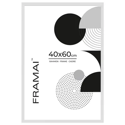 Produktbild von FRAMAI® Bilderrahmen 40x60 Weiß MDF Umweltfreundlichem Rahmen mit Bruchsicheren Plexi, Aufhänger und Aufsteller