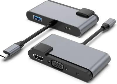 Produktbild von INF 5-in-1 USB-C Hub mit HDMI, VGA, USB 3.0, Audio und PD-Ladung