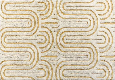 Obrázek produktu pro BELIANI Koberec krémová bílá a žlutá bavlna 160 x 230 cm abstraktní vzor motiv obývací pokoj ložnice moderní design