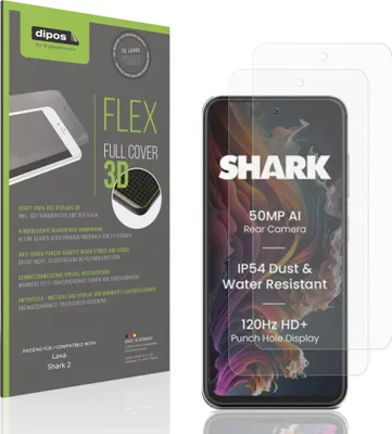 Produktbild von 2x Full Cover Schutzfolie matt für Lava Shark 2 Panzerfolie Anti-Shock