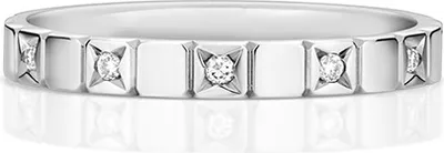 Produktbild von 9 Karat (375) Weißgold 1mm Flach Court Form Diamant Trauring/Ehering/Hochzeitsring Brillant-Schliff 0.12 Karat GH - I1, 54 (17.2); TRS279349KWRSN