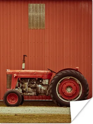 Produktbild von MuchoWow® Poster Traktor - Scheune - Rot - Bauernhof 90x120 cm - Wohnzimmer