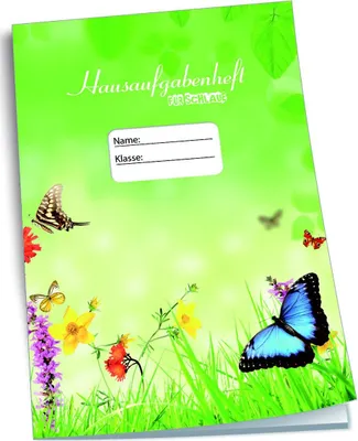 Produktbild von Hausaufgabenheft für Schlaue / DIN A5 / 48 Blatt / "Schmetterlinge"