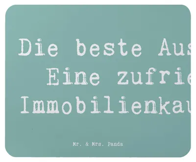 Produktbild von Mr. & Mrs. Panda Mouse Pad Spruch Immobilienkauffrau Freude - Meeresbrise - Geschenk, pc mausunterlage, Mousepad, Wertschätzung, handgefertigte Geschenke, Mietrecht
