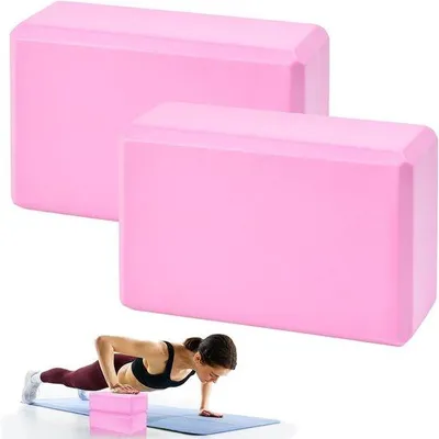 Obrázek produktu pro Sada dvou bloků na jógu – růžová barva, vyrobené z pěny EVA – protiskluzové a lehké – ideální pro jógu a pilates