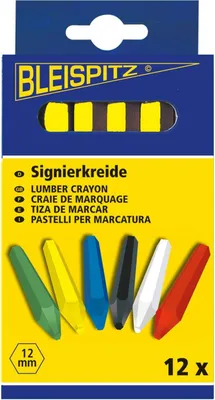 Produktbild von Bleispitz Signierkreide, unpapiert, sechskant, gelb (Pack à 12 Stück)