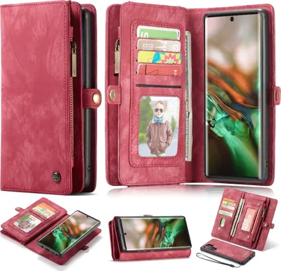 Produktbild von Caseme 008  Samsung Galaxy Note 10 Plus Hülle Abnehmbare 2in1 Klapphülle Geldbörse - Rot