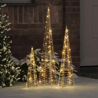 Produktbild von vidaXL Weihnachtsbaum mit 90 LEDs 3 pcs Warmweiß 20 x 20 x 80 cm PET