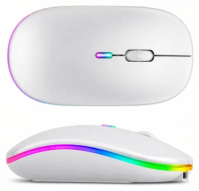 Zdjęcie produktu dla Mysz bezprzewodowa ergonomiczna do laptopa komputera LED biała