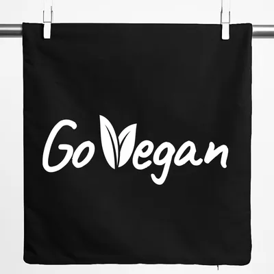 Produktbild von Huuraa Kissenbezug Go Vegan Blätter 40x40cm Black Baumwolle Dekokissenbezug Geschenkidee