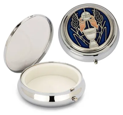 Produktbild von Rosenkranz Metall Etui mit Kelchmotiv - Silber