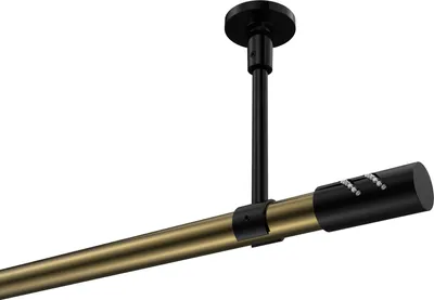 Produktbild von Interdeco Gardinenstange / Vorhangstange Messing Antik / Schwarz, Typ Sonette Zoena (Glitzerzylinder) ohne Ringe, Deckenmontage, 20 mm Ø 1-läufig, 220 cm