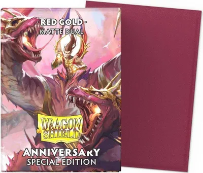 Produktbild von Dragon Shield Standard Size Dual Matte Sleeves - Anniversary Special Edition Red Gold (100 Sleeves)