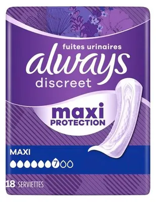 Image de Always Discreet Serviettes Maxi - 3 paquets de 18 protections