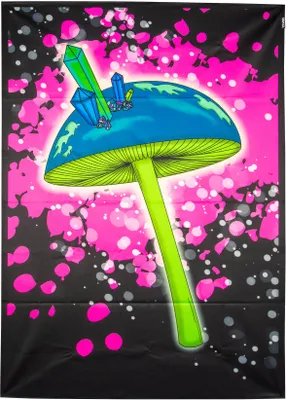 Produktbild von PSYWORK Schwarzlicht Stoffposter Neon "Crystal Mushroom Dream", 1,0x1,4m