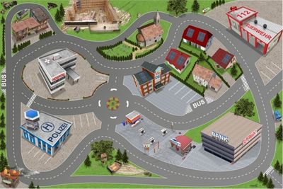 Hochwertige Stadt / Straße SM05 Spielmatte mit 3D-Effekt # Der perfekte Spielteppich für Ihr Kinderzimmer!