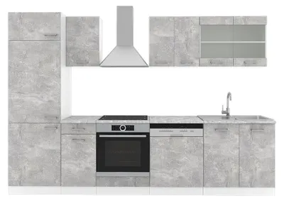 Produktbild von Küchenzeile Vicco R-Line Beton 300 cm ohne Arbeitsplatte, Model 30225