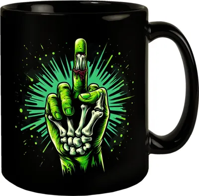 Produktbild von Zombiehand Mittelfinger Tasse schwarz in Schwarz