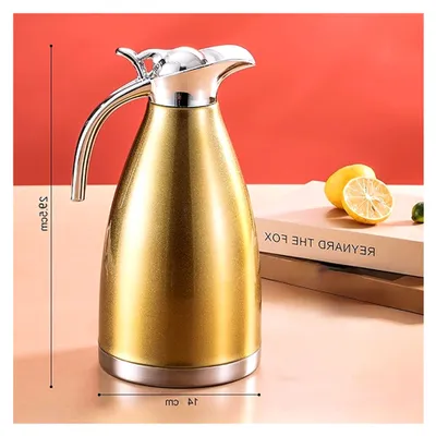 Produktbild von Edelstahl-Thermoskanne für Kaffee und Tee, doppelwandig isoliert, 2l, gold