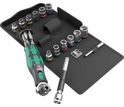 Produktbild von Wera 05004285001, Steckschlüssel-Satz, 1/4", Metrisch/imperial, 8,9,10,12,14,16 mm, 1/2,1/4,3/8,5/16,7/16,9/16", TX10, TX15