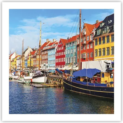 Produktbild von Poster - Poster ohne Rahmen - Kopenhagen Nahavn Schiffe - 60x60 cm - Wand Bild - Wanddeko - Wandbilder - Kunstposter - Wandposter - Bilder - Kunstdruck - Wanddekoration - Wandbild - P2XAC60x60-4205