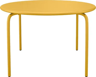 Produktbild von Runder Gartentisch, Durchmesser 130 cm, aus Metall – Senfgelb – MIRMANDE von MYLIA