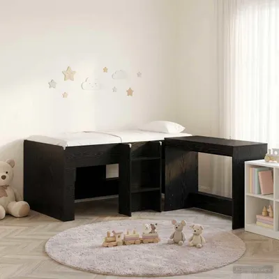 Imagen del producto de Maison Exclusive: Cama alta con escritorio para niños, 2 unidades, roble