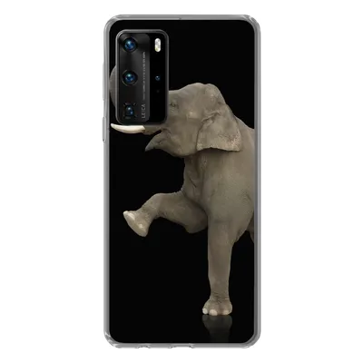 Produktbild von MuchoWow® Handyhülle Schutzhülle Hülle für Huawei P40 Pro Elefant - Tiere - Schwarz - Porträt Silikon Softcase Handy Hülle - Schutz