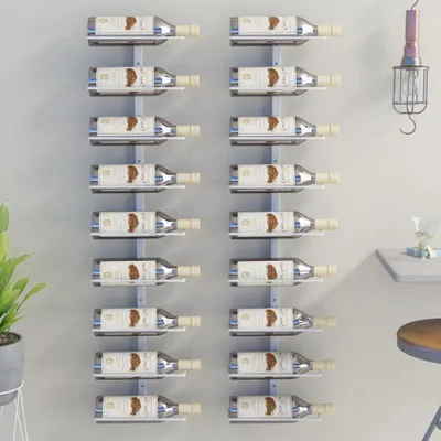 Produktbild von vidaXL Wand-Weinregal für 9 Flaschen 2 Stk. Weiß Eisen