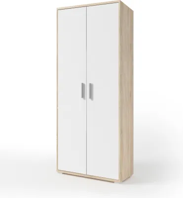 Produktbild von Aktenschrank "Clermont" in Sonoma/Eiche mit Absatz weiß mit 2 Türen und 5 Fächern. Abmessungen (BxHxT) 79,1x186x35 cm