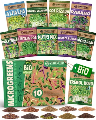 Imagen del producto de ZenGreens® Semillas Eco para Germinar Set 10 Variedades Nutri-Mix – Germinados