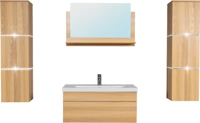 Produktbild von HOME DELUXE - Badmöbel-Set - WANGEROOGE BIG Holz - X-Large - inkl. Waschbecken und komplettem Zubehör - Breite Waschbecken: ca. 80 cm I Badezimmermöbel Waschtisch Badmöbelset