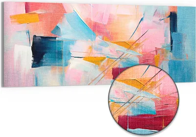 Produktbild von DEQORI Hybrid Leinwand Bild 125x50 cm 'Choreografie der Farben' Wandbild Glas flach modern