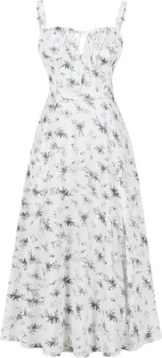 Produktbild von ASKSA Damen Sommer y aermellos Spaghettitraeger Boho Blumen Lang Kleid mit Schlitz (Dunkelgruen,S)