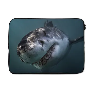Produktbild von MuchoWow® Laptop Hülle 14 ZollHai - Weiß - Wasser Laptoptasche - Laptoptasche - Stoßsicher - Schutzhaube