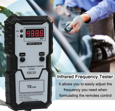 Produktbild von Tester częstotliwości podczerwieni kluczyków samochodowych 100M-1GHZ 4-bitowy cyfrowy elektroniczny licznik częstotliwości podczerwieni z funkcją podświetlenia