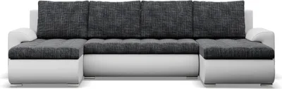Zdjęcie produktu dla Sofa w kształcie litery U z funkcją spania, 2 szezlongi, czarny + szary