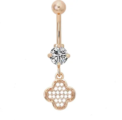 Produktbild von Karisma Titan G23 Bauchnabelpiercing Kreuz Anhänger Banana Zirkonia - Weiss - Roségold