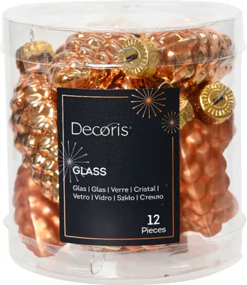 Produktbild von Christbaumschmuck Zapfen 6cm Glas 12 Stück - Kupferrot
