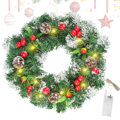 Productafbeelding van Handgemaakte Kerstdecoratie Deurkrans met LED-Verlichting