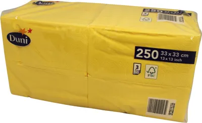 Produktbild von Duni Servietten gelb 33x33cm 3lagig 250 Stück gefaltet