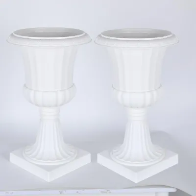 Produktbild von 2/4 Stück 50 cm hohe, runde Pflanzurnen aus Kunststoff, klassischer runder Blumentopf, traditioneller großer Pflanztopf für Garten, Terrasse, Veranda, Eingangsbereich, Gehweg, Hochzeit, Innen- und Außendekoration